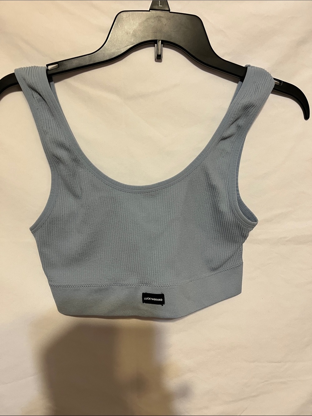 Lucky Brand Dusty Blue Ribbed Crop Tank